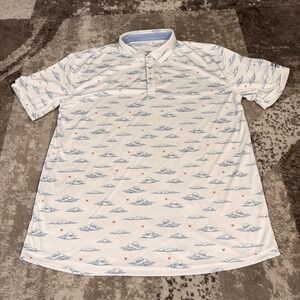 SWANNIES Golf Polo Mens 2XL White All Over Cloud Gusto Short Sleeve Shirt